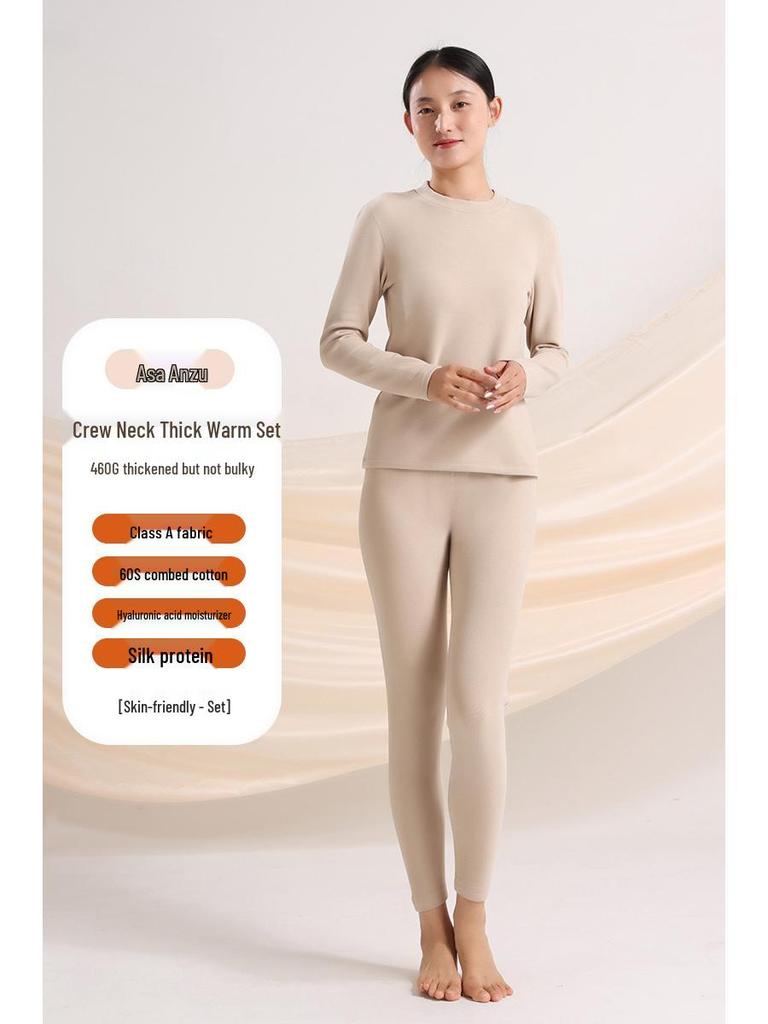 Женский теплый флисовый бархатный комплект термобелья - Утепленный, облегающий, 460 г с подогревом, пропитанный гиалуроновой кислотой зимний комплект