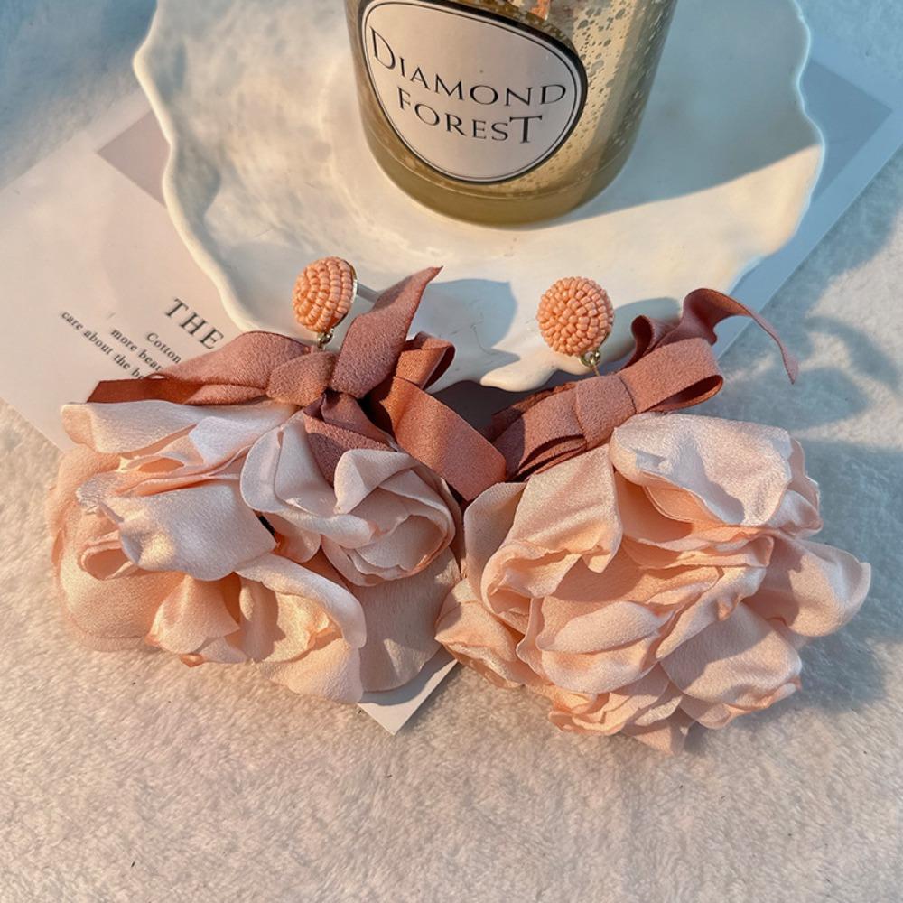 Colorful Flower Earrings Classic Romantic Earrings Bowknot Dangle Earrings Korean Style Accessories