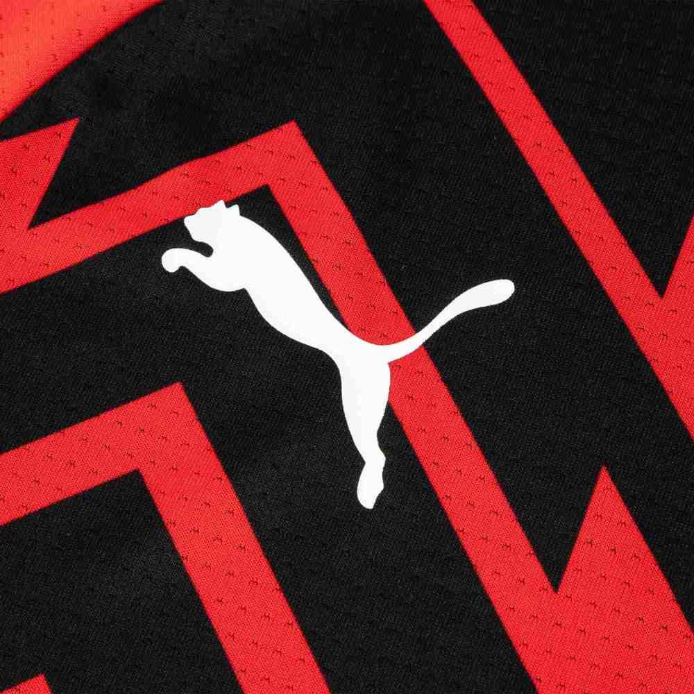 Puma Acm Prematch Ss Jersey Color Block Striped Training Quick-Dry Sports T Shirt Men Tops Red 772231-01