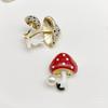 Очаровательная Мультяшная Брошь-Гриб с Жемчугом - Милая Красная Эмаль с Каплями, Стиль Мори