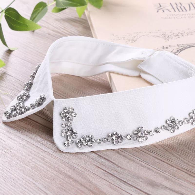 Мода Женщины Блестки Съемные Воротники Искусственные Белые Черные Ложные Воротники Женщина Галстук Мода Съемный Бриллиант Искусственный Воротник Женщины