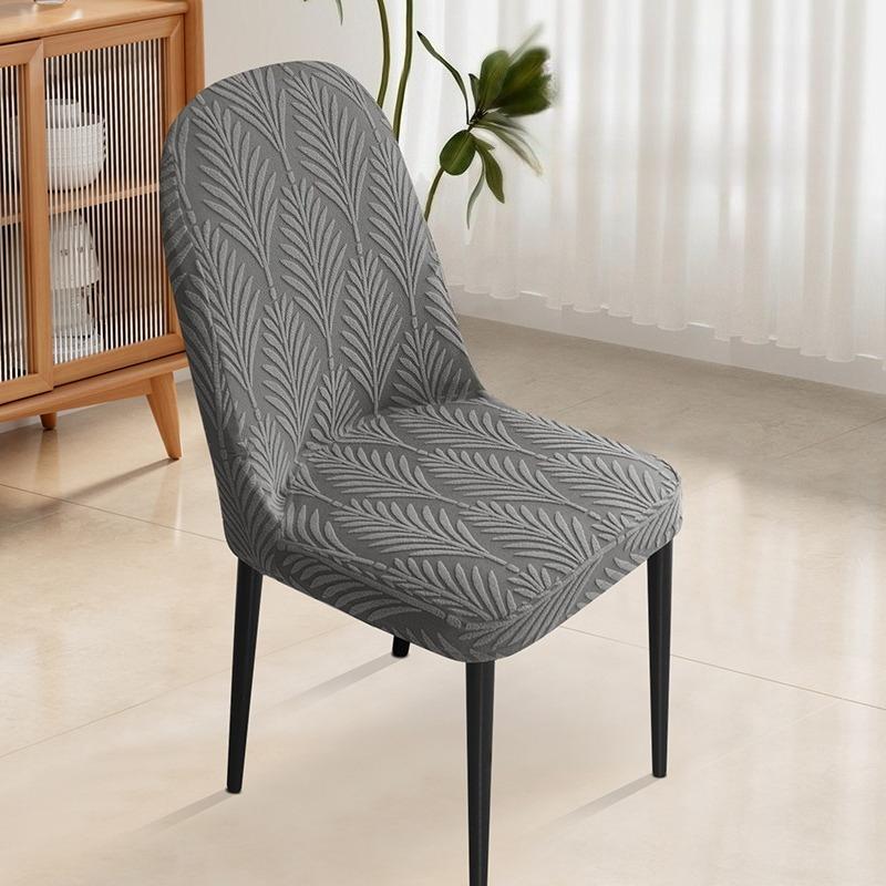 Stretch Chair Cover Leaf Jacquard Dining Chair Slipcover Solid Color Curved Chair Protector for Party Home Pokrowce Na Krzesła