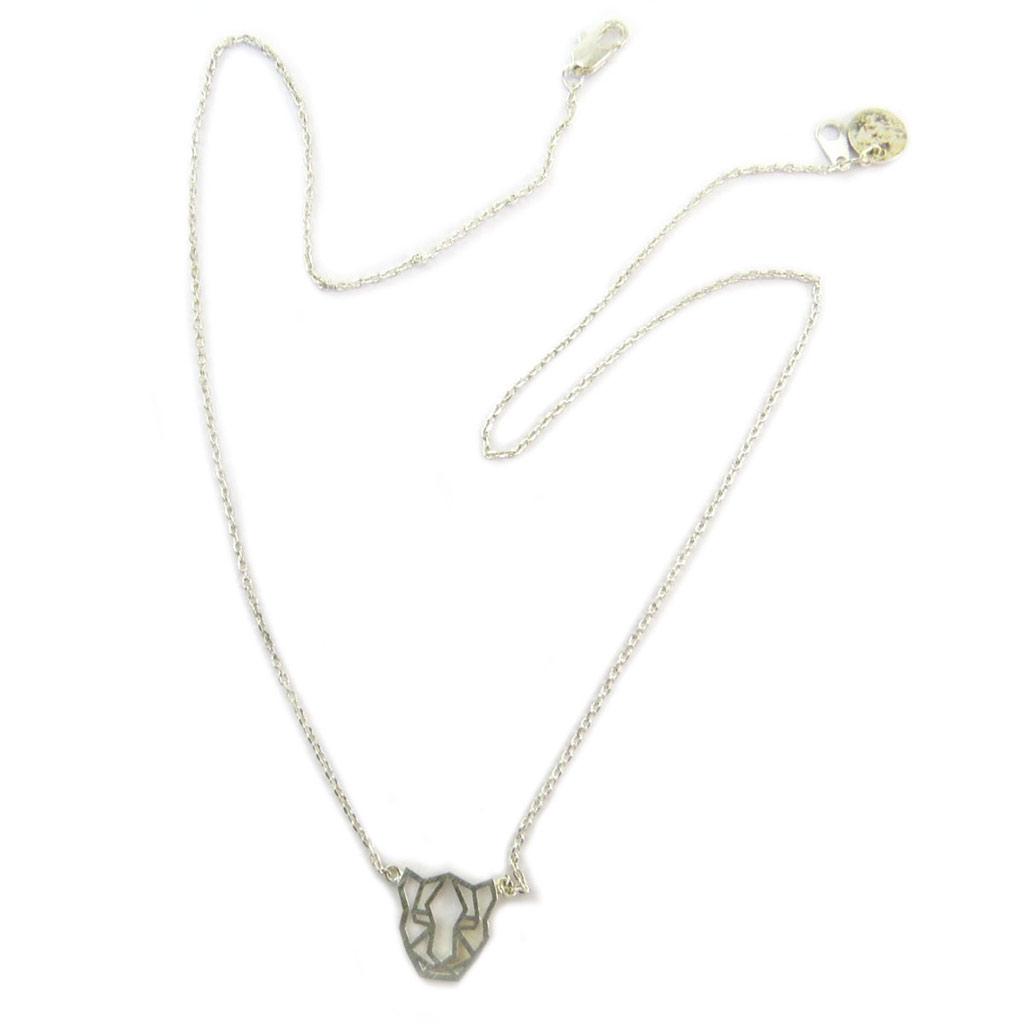 7bis [P5840] - Handmade Silver 'Origami' Necklace (panther) - 13x10 Mm