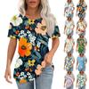 Women's Retro Printed Fashion Casual Round Neck Short Sleeve T-Shirt Top