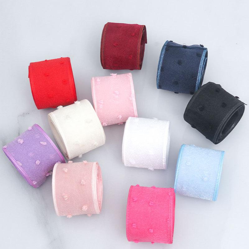 Elegant Spring and Summer Ribbon Double Layer Transparent Fur Ball Cuffed Ribbon Cake Hair Bands Decoration Bow Ruffled Ribbon Crafts Making Ribbons