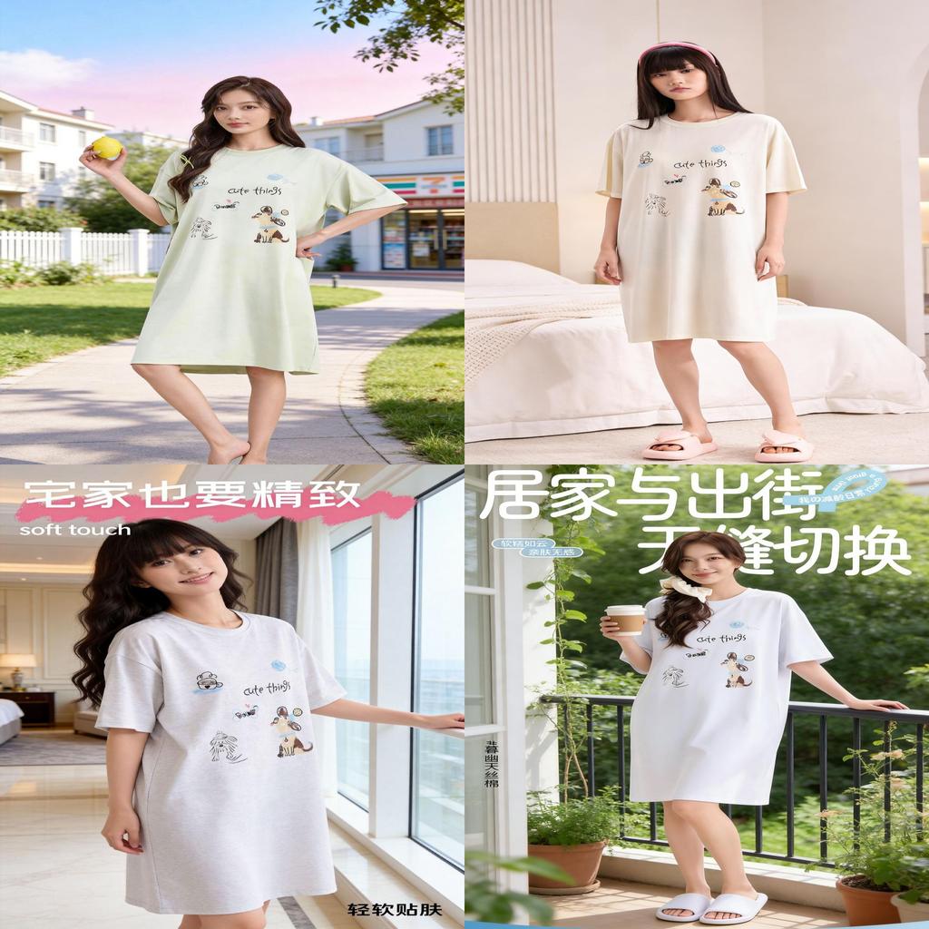 Casual Summer Sleep Dress For Women With Cotton Blend Fabric For Home And Lounge Use