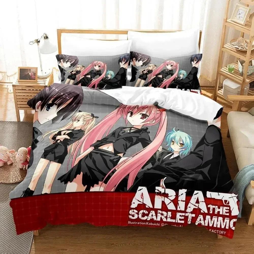 New Aria The Scarlet Ammo Bedding Set Cartoon Anime Three-Piece Set Adult Kid Bedroom Duvet Cover Sets 3D Print Kawaii Anime