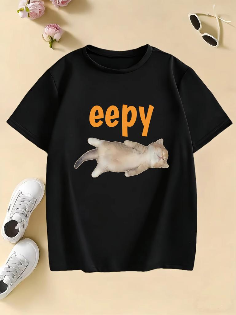Eepy Cat Design Printed Funny T Shirts pure cotton Unisex and Women Tshirt 2026 Summer Spring Casual Top Tee Shirt