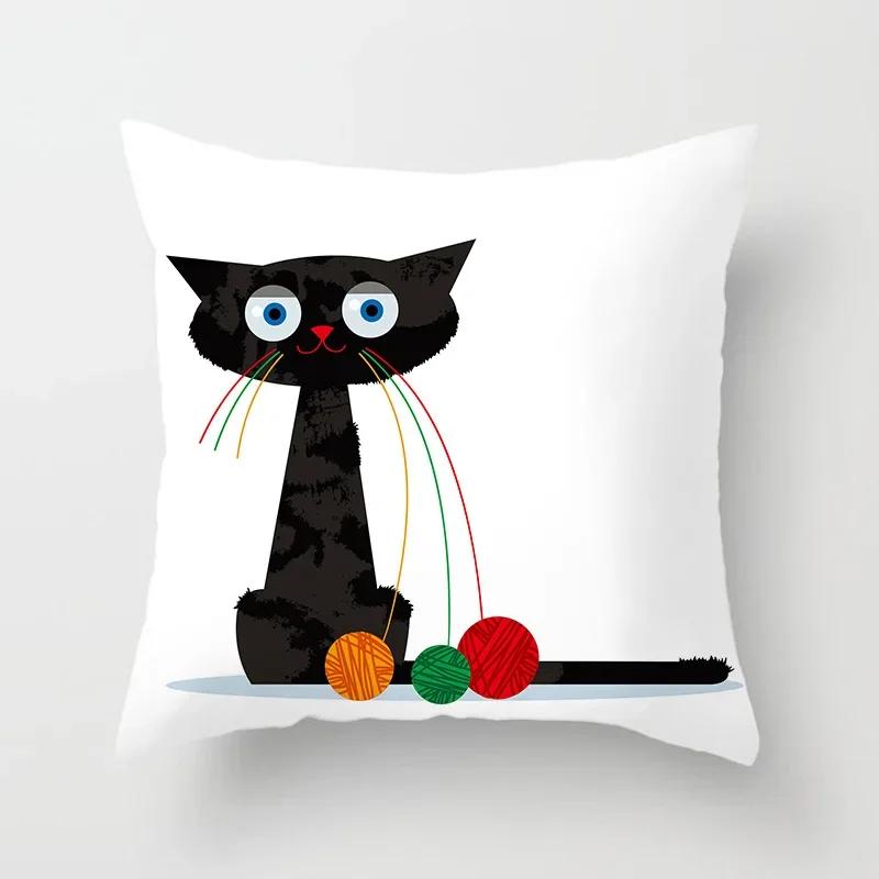 Lovely Cartoon Black Cat Cushion Cover Pillow Cover Sofa Car Home Decoration Room Decoration 45*45cm