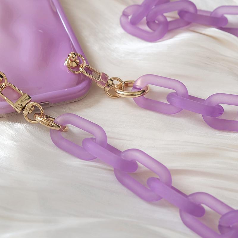 Новый аксессуар для цепочки для телефона Съемные детали Неоновые конфеты Матовый чехол через плечо из смолы Роскошный ремешок для телефона Цепи Акриловый ремешок на плечо Подвесная цепочка