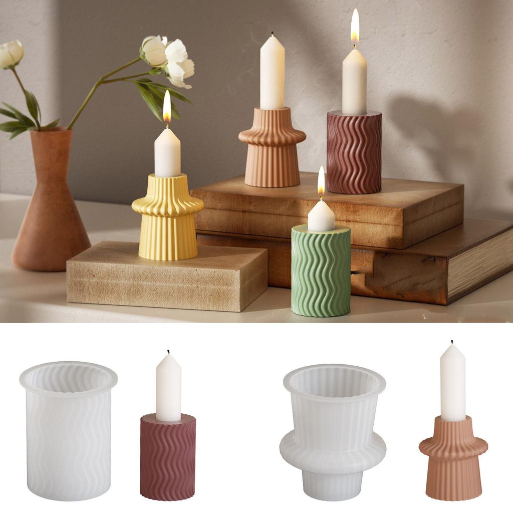 Прочная силиконовая форма для подсвечника, универсальная силиконовая форма для полосатого подсвечника для изготовления стильных подсвечников