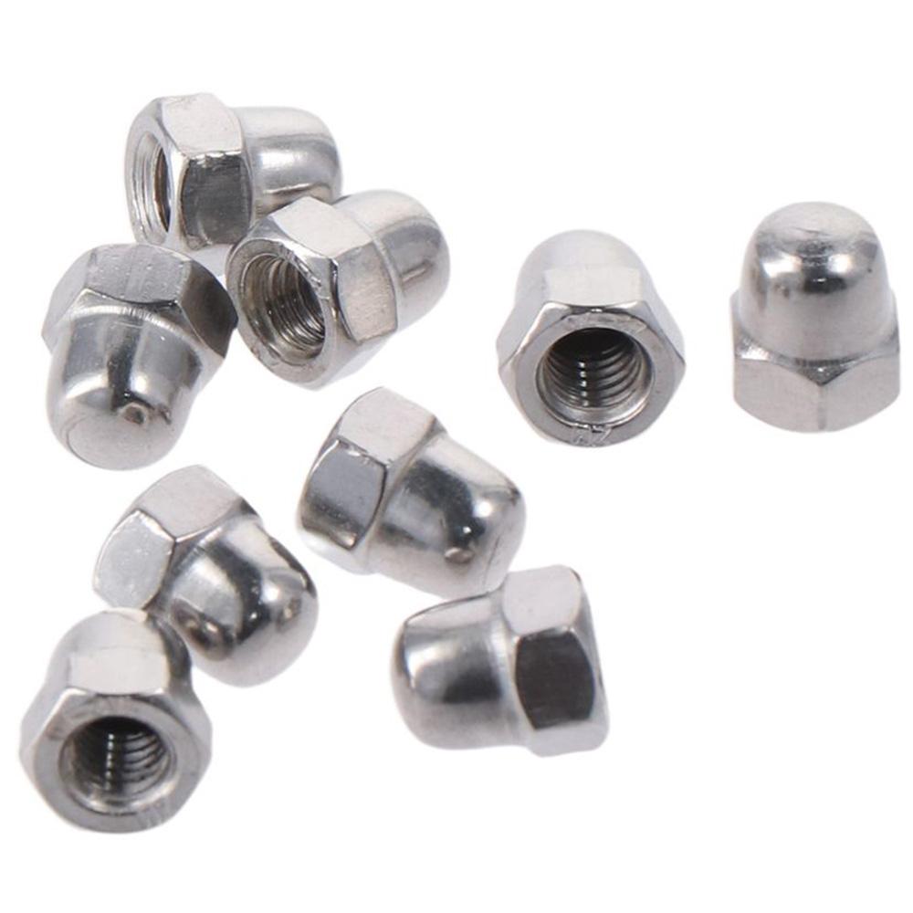 10Pcs 304 Stainless Steel Acorn Hex Cap M6 Thread Dia Acorn Cap Nuts Dome Head Nuts Fasteners