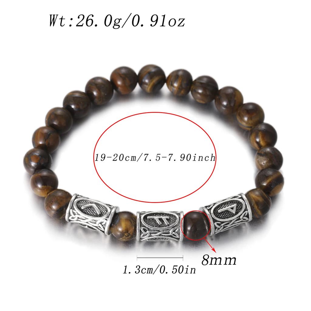 Браслет мужской Викинг Руны Норвегии Камень 8 мм Натуральный Нефрит Содалит Бирюза Бусины Лавы Украшения Браслеты Мужские Pulseras