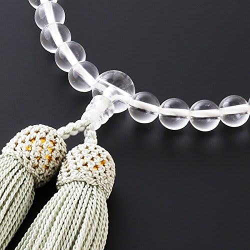 Kyoto Butsudan Hayashi Prayer Beads for Women, Pure Silk with Tassel, Genuine Crystal, Two-Heaven Indian Jade (Jadeite) [Prayer Beads Bag Set] W-037 K
