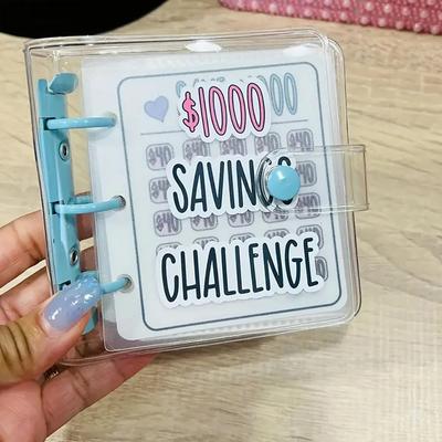 Папка для челленджа накоплений $ 1000 Книга челленджей по накоплению денег Хранение наличных Блокнот на кольцах Челлендж накоплений в конвертах