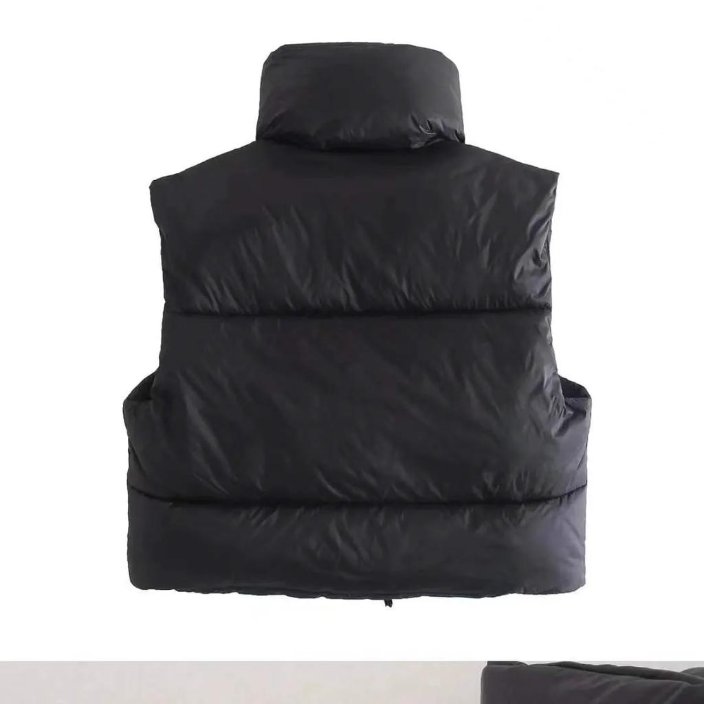 Осенне-зимний женский короткий хлопковый пуховый жилет, короткий воротник-стойка, теплый стеганый жилет без рукавов, уличная дорожная куртка, топы