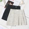 Клетчатая женская юбка-трапеция с поясом и антибликовым покрытием, весна-осень, тонкая юбка-полусолнце