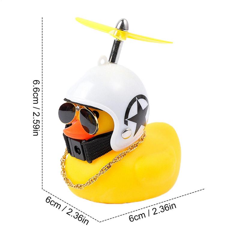 Motorcycle Handlebar Yellow Duck Decoration Rubber Duck Toy Car Ornaments Car Dashboard Decorations With Propeller Helmet