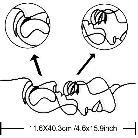 ORIGACH Minimalist Couples Black Metal Wall Decor, Abstract Facial Line Black Metal Wall Art Hanging Ornaments for Living Home Bedroom Kitchen