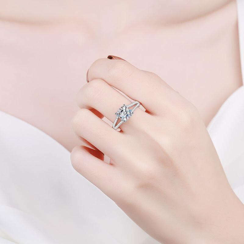 Кольцо из стерлингового серебра 925 пробы, 2 карата с муассанитом и бриллиантами с сертификатом, ювелирные изделия, свадебные обручальные кольца для женщин и девочек