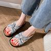 Fashion Women Flat Rome Sandals 2025 Summer New Low Heels Print Beach Vacation Sandals Fashion Outdoor Casual Comfy Women Sandals