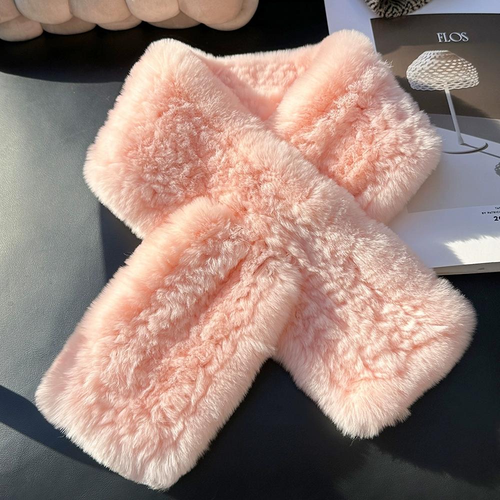 Winter Real Rex Rabbit Fur Scarf Korean Version Simple Long Scarf Warm Double-sided Thickened Fur Collar