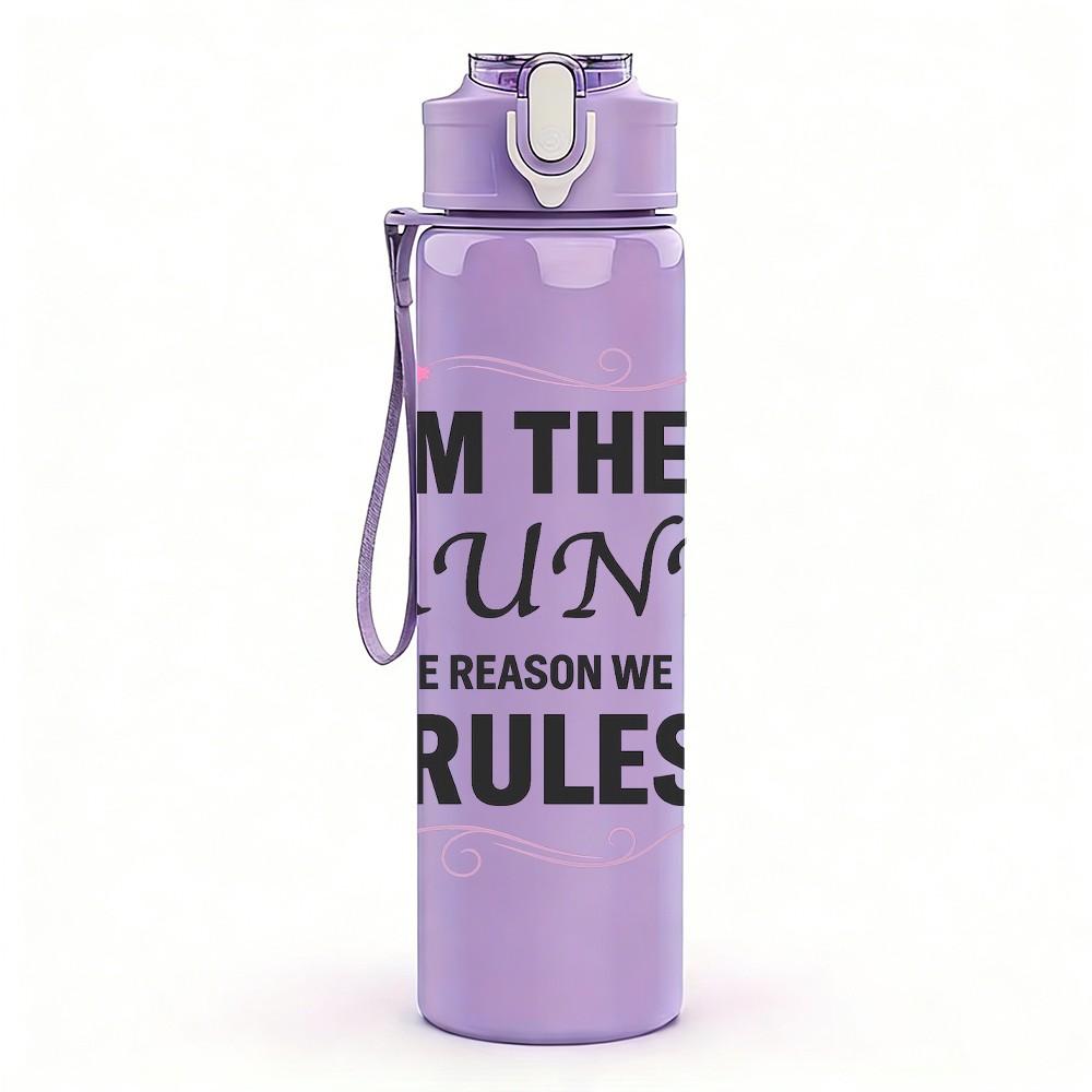 1PC I'm The Aunt Rules Star Text 750ml Color Plastic Sports Water Bottle Leakproof Flip Straw Lid Suitable for Sports Office Home Use