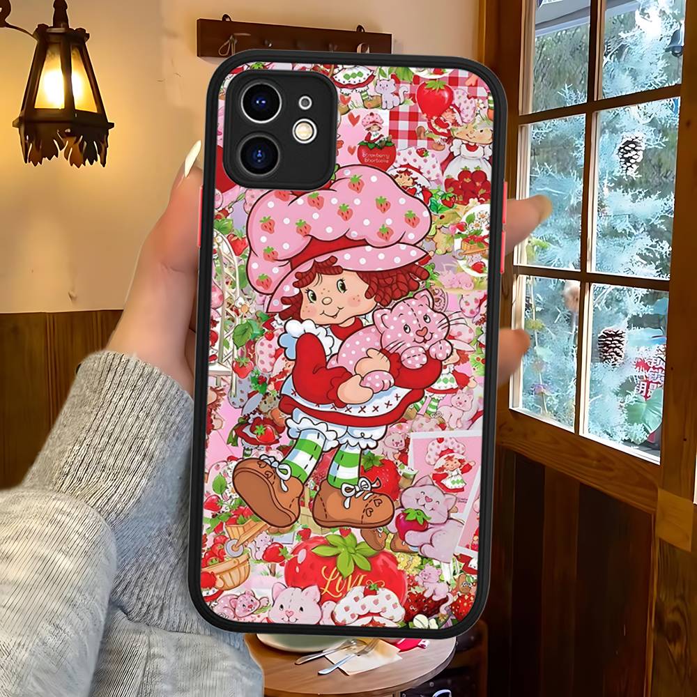 Girl Pink Strawberry S-Shortcake Phone Cases For IPhone 16 15 14 Plus 13 12 11 Pro Max Matte Oft Bumper Phone Cover