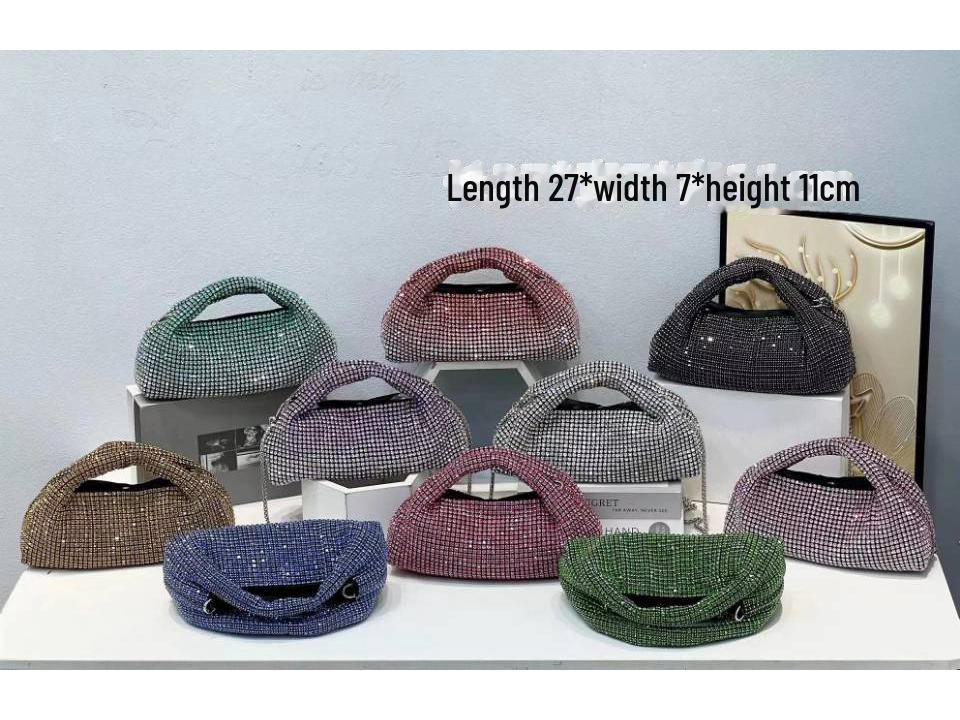 Женская вечерняя сумочка из акрила со стразами 2025 года - дизайн в виде крестообразной цепочки с бриллиантами