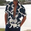 Men's Summer New Loose Print Short Sleeve Shirt Cardigan Beach Shirt