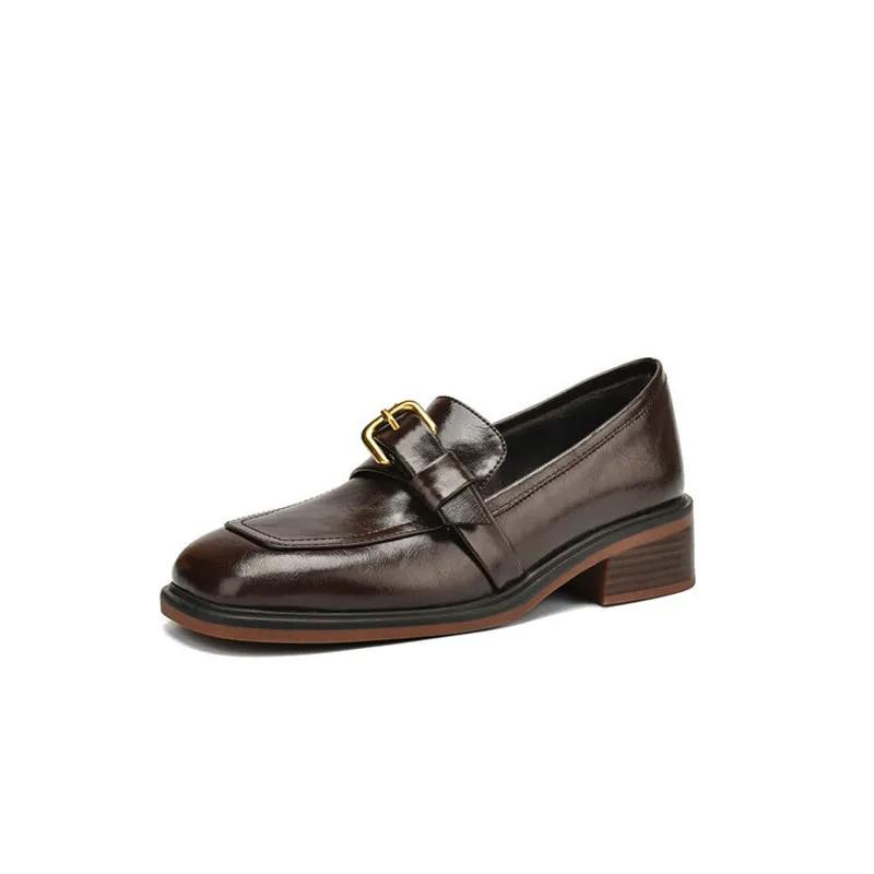 Модные новые осенне-зимние женские туфли-лодочки из спилковой кожи для женщин, французский квадратный носок, лоферы, zapatos mujer, массивные каблуки, женская обувь