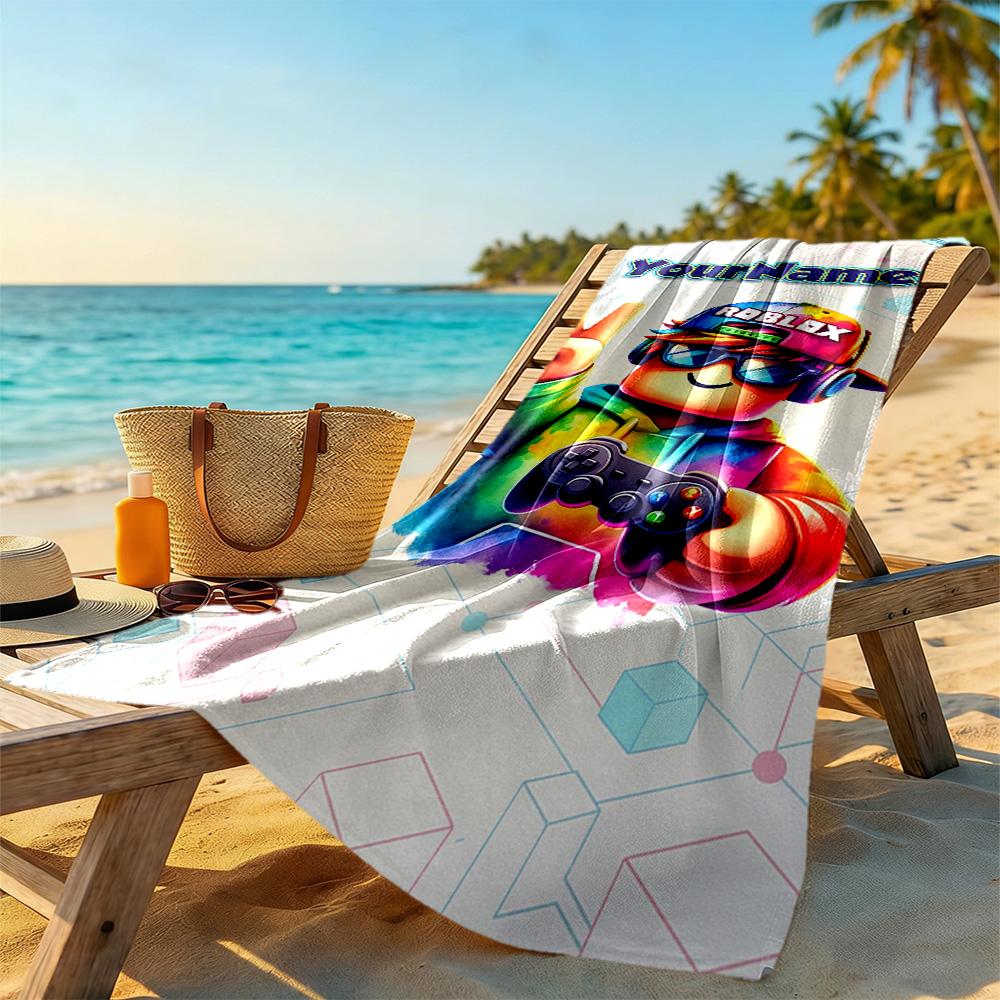 Roblox Customize Text Beach Towel High Absorbency & Quick-Dry Portable for SwimmingBeachCamping Travel Beach AccessoriesGym