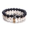 8mm Crown Copper White Howlite Onyx Yoga Elastic Thread Adjusted Bead Nature Black Volcanic Lava Stone Bracelet Bangles