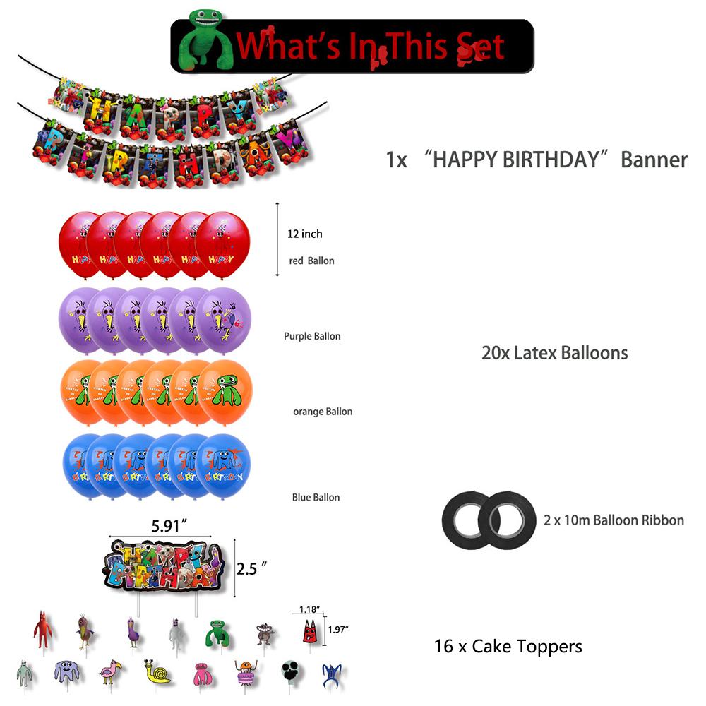 39 Pcs Garten of BanBan Party Supplies Include Cake Decoration, Banner, Balloons