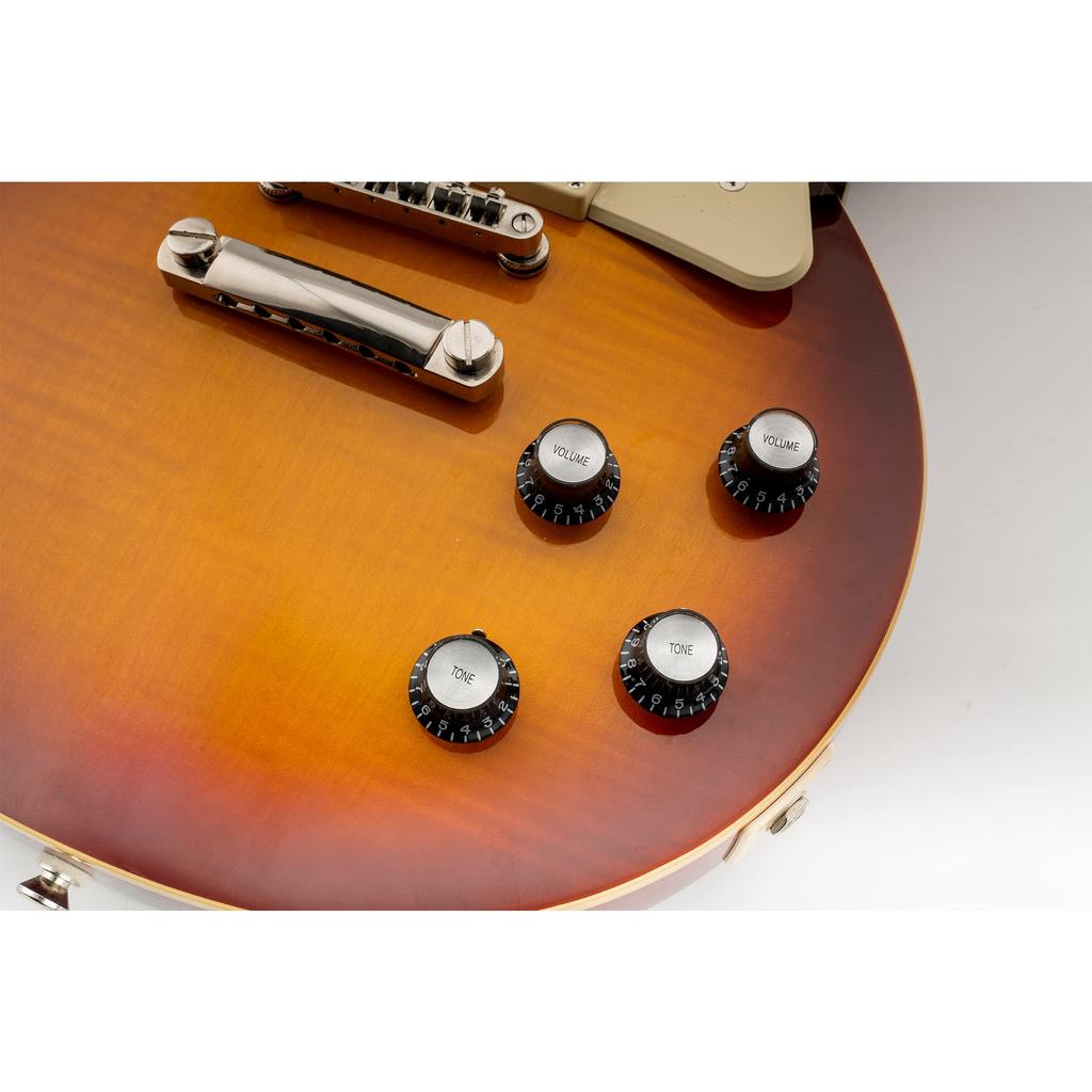 Musiclily Pro Inch Size USA 2 Volume 2 Tone Reflector Knob для Les Paul SG Top of Left Handed Guitar, Black/Silver (Набор 4)