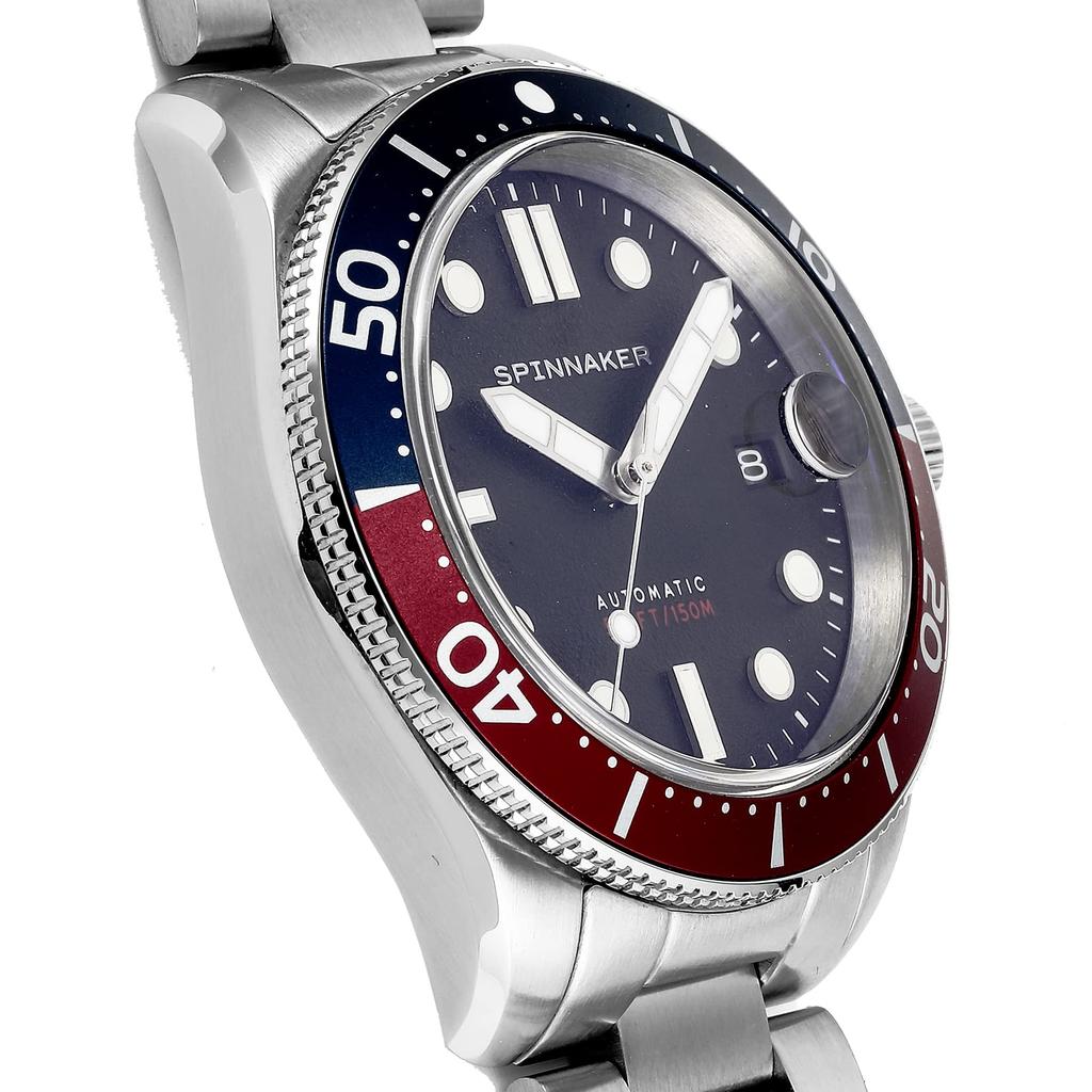 Часы CROFT, черный циферблат, нержавеющая сталь, сапфировое стекло, автоматический завод, водонепроницаемость 15 АТМ, 40 мм, серебристые [Spinniker] SP-5100-11 мужские [Товар]