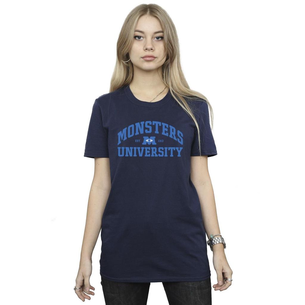 Disney Womens/Ladies Monsters University Logo Cotton Boyfriend T-Shirt