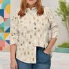 Women Plus Size Plaid Printed Collared Long Sleeve Button Front Curved Hem Shirt