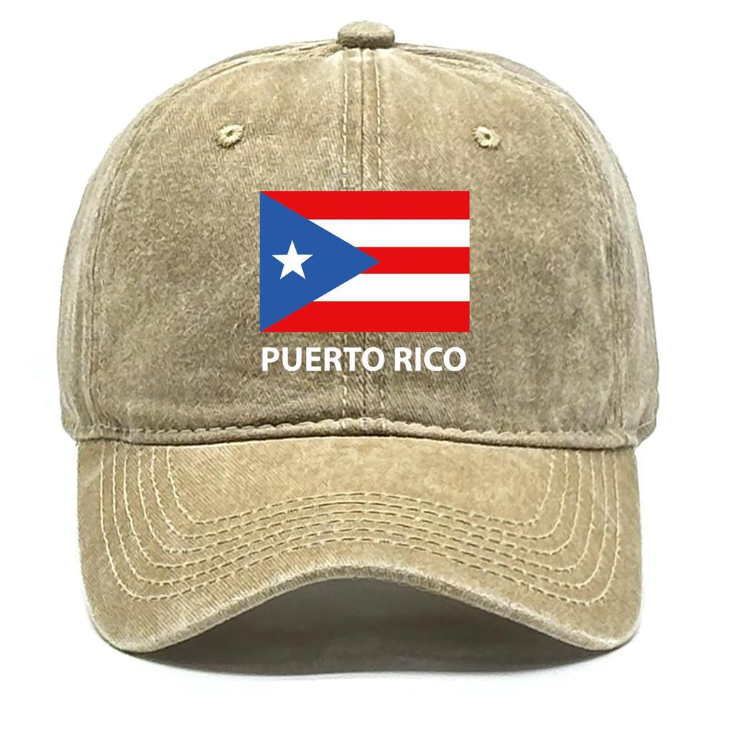 Флаг Пуэрто-Рико Принт Снэпбэк Солнечная шляпа, Патриотическая спортивная шляпа Ретро Необработанный козырек Изогнутый козырек Модная Регулируемая Бейсболка