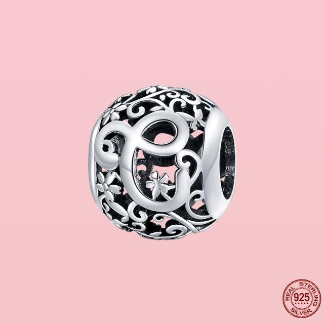 Новое поступление 925 пробы серебряный кулон круглой формы с буквами от A до Z подвески бусины подходят оригинальный браслет ожерелье ювелирные изделия