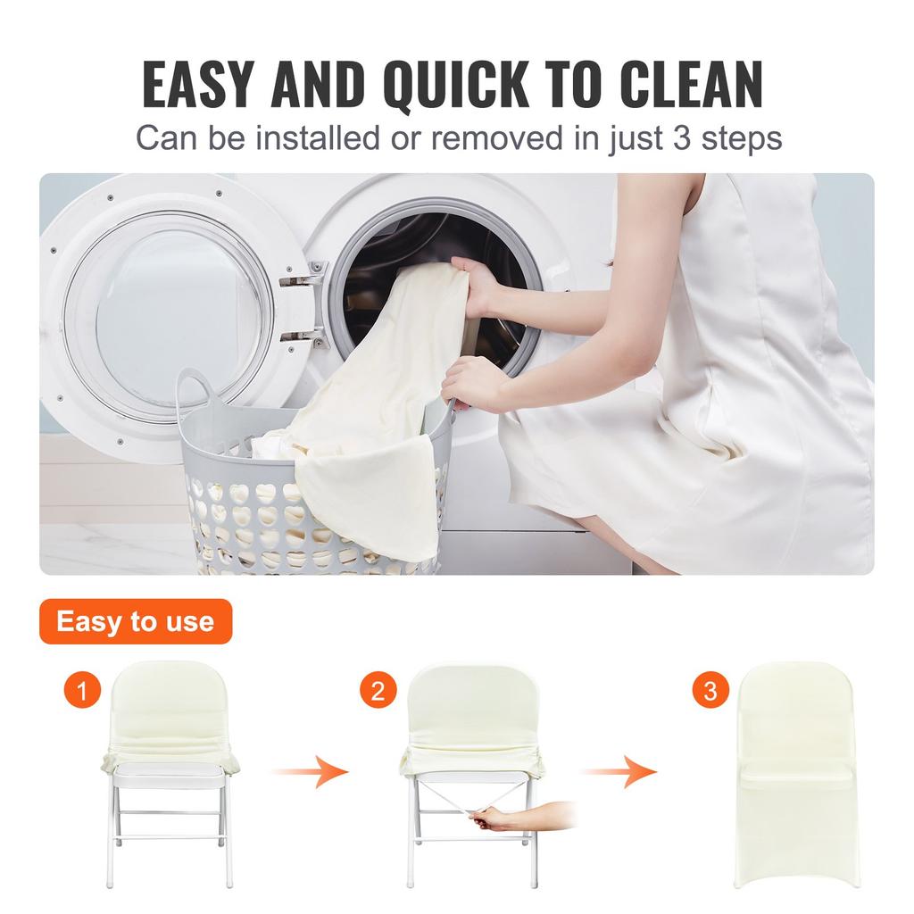 VEVOR Stretch Spandex Folding Chair Covers, Universal Fitted Chair Cover, Removable Washable Protective Slipcovers, for Wedding, Holiday, Banquet
