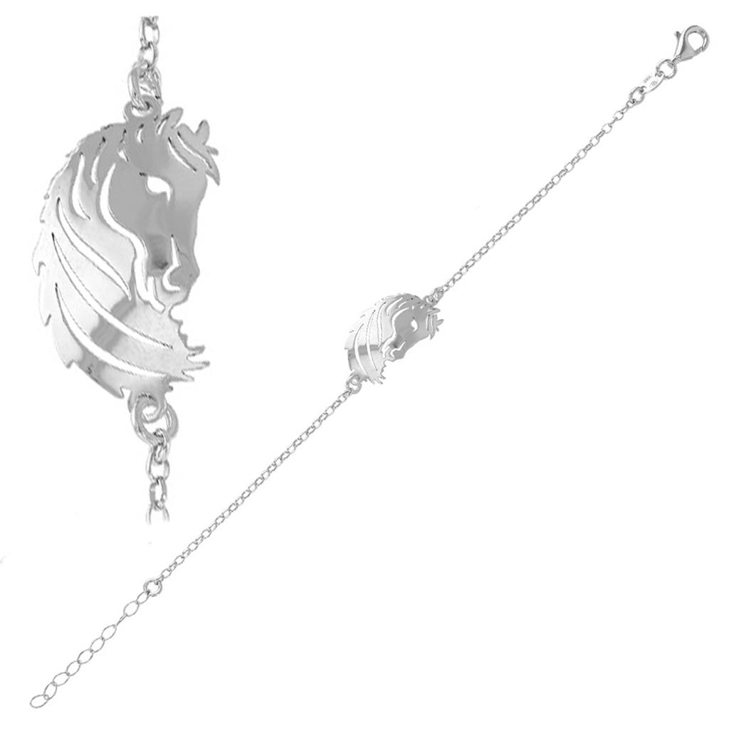 Les Trésors De Lily [Q3318] - Silver 'Jungle' Silver Bracelet (rhodium-plated) - 25x15 Mm (horse)
