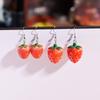 Fashion Simple Acrylic Strawberry Pendant Earrings Quality Drop Earrings for Girls Women Gift Lovely Zircon