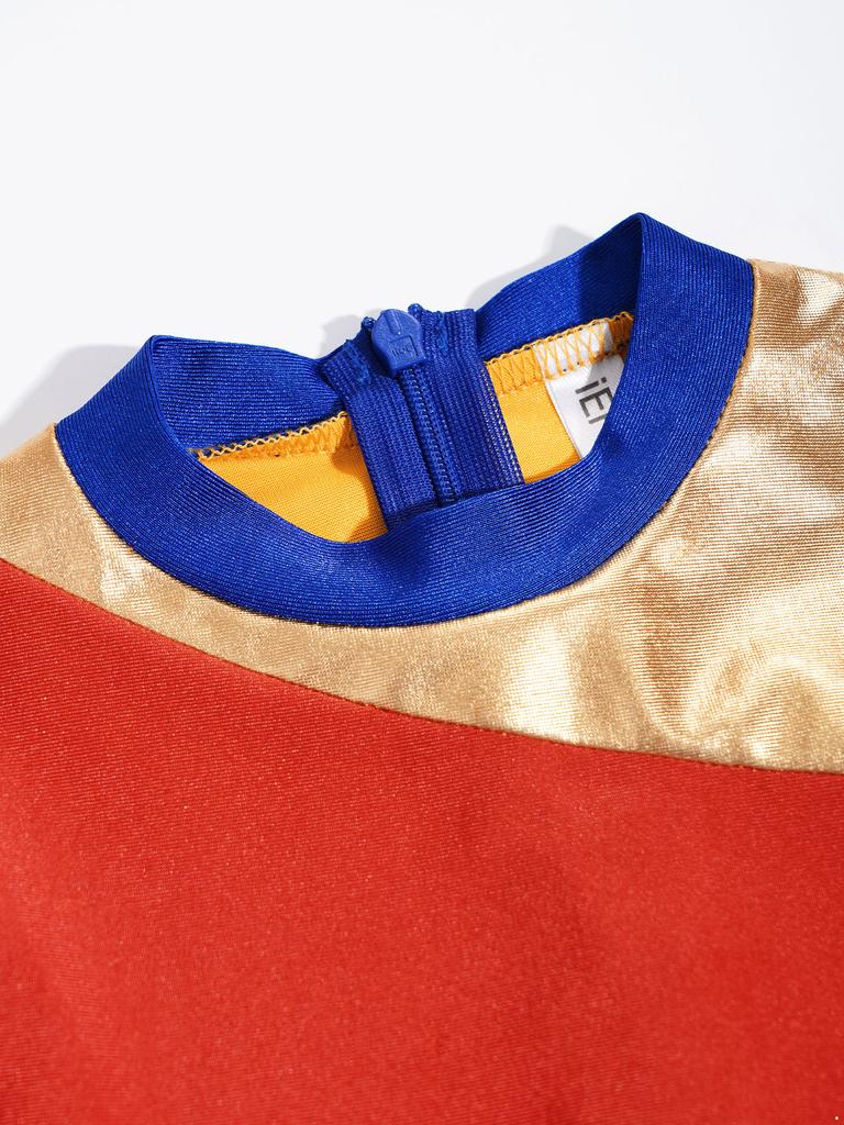 Платье для танца хвалы для девочек, с длинным рукавом, асимметричным шифоновым подолом, контрастным дизайном, костюм для лирического танца