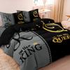 3pcs Royal Crown King & Queen Themed Bedding Duvet Cover Set Breathable Machine Washable High-Definition Digital Print Bedroom