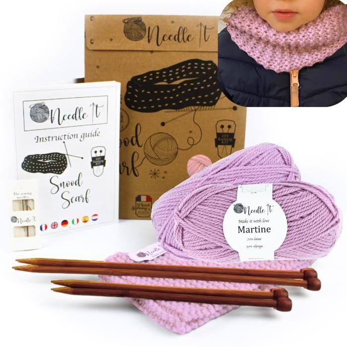 NEEDLE IT® Kit Tricot Débutant - Snood à Tricoter - Laine & Baby Alpaga - Aiguilles Incluses - Idée Cadeau