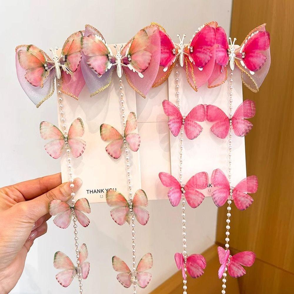 Mesh Pearl Braided Hairpin Braided Hair Chain Hair Clip Cute Children Flower Barrettes