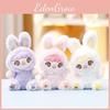 Three Plush Baby Rabbit Keychain Pendant With Embroidery Design For Gift