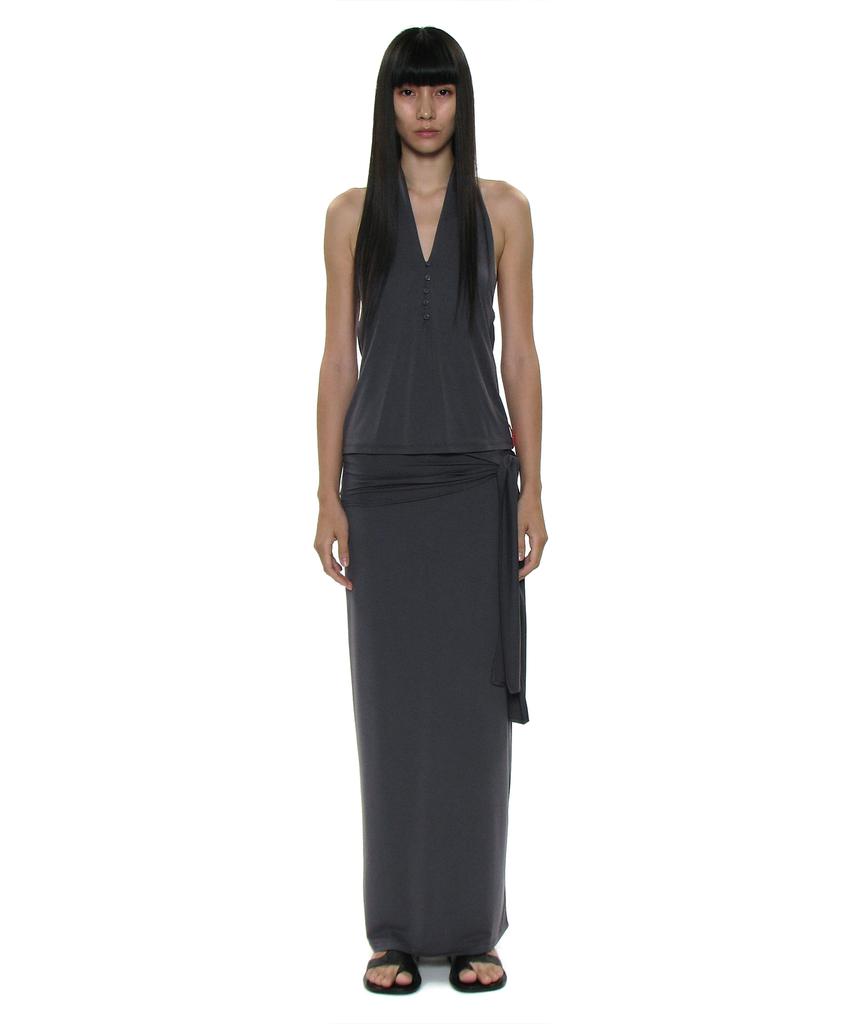 Partimento Woman Pwc Bow Tie Waist Jersey Maxi Skirt_8 Colors