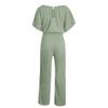 Elegant Jumpsuit Women's Solid Color Short Sleeved Lace Up Slimming Waist Commuting Pantis Fashion Batwing Sleeve